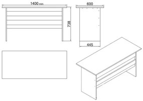 Conjunto de Mobiliário de Escritório VO8 – Branco – Secretária 140x73,