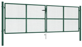 vidaXL Portão de jardim em tela de aço 400x125 cm verde