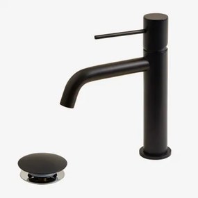 Conjunto De Torneira De Pia De Latão Click-clack E Válvula De Drenagem Orveta Preto Mate & ?20 Cm & Válvula Sem Transbordo - Sklum