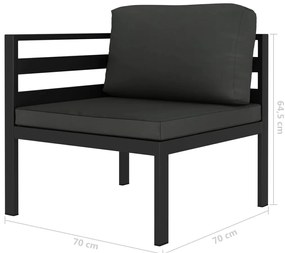 6 pcs conjunto lounge jardim com almofadões alumínio antracite