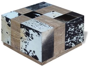 vidaXL Mesa de centro em pele de vaca genuína 60x60x36 cm