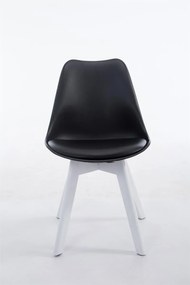Cadeira de cozinha e sala de jantar Borneo V2 em couro sintético com estrutura branca 48 x 84 x 41,5 cm Preto