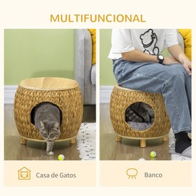 PawHut Caverna para Gatos Cama para Gatos com Almofada Lavável e Pés E
