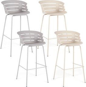 Conjunto de 4 Cadeiras de Bar para Sala de Jantar, 48 x 49 x 98 cm, Estrutura Metálica Resistente, Cinzento