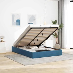 Estrutura de cama otomana sem colchão 140x200 cm azul escuro