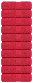 vidaXL Toalhas de bidé 10 pcs 30x50 cm 360 gsm 100% algodão vermelho
