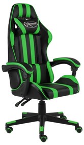 Cadeira estilo corrida couro artificial preto e verde