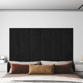 Painel de parede 12 pcs 30x30 cm veludo 1,08 m² preto