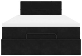 Estrutura de cama otomana com colchão 120x200 cm veludo preto