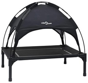 Cama Elevada para Cães com Telhado Removível Preto M Metal