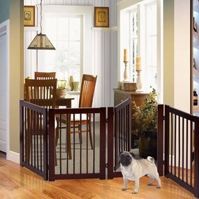 Portão de madeira dobrável para cães Barreira de segurança para cães 4 peças 203 x 76 x 1,8cm