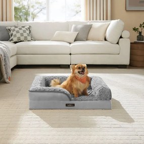 Cama ortopédica para cães com revestimento em pelúcia 71 x 58 x 16 cm Cinzento