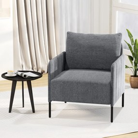 Sofá individual com almofada e pés ajustáveis Cadeira moderna de leitura 73 x 79 x 79 cm Cinza