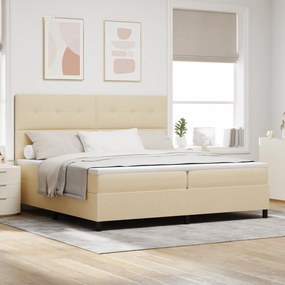 vidaXL Cama Box Spring com Colchão Creme 200x200 cm Tecido