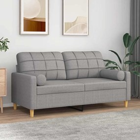vidaXL Sofá 2 lugares c/ almofadas/almofadões 140cm tecido cinza-claro
