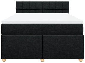 Cama com molas/colchão 160x200 cm tecido preto