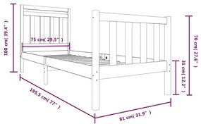 Estrutura cama pequena solteiro 75x190 cm madeira maciça branco