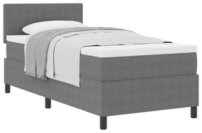 Cama Box Spring com Colchão Cinza Claro 80x200 cm Tecido de Corduroy