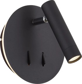 Candeeiro de Parede Moderno Preto Incl. LED com USB-C - Croft