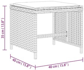 Bancos de jardim com almofadões 4 pcs 40x40x35 cm vime PE preto