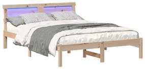 Estrutura da Cama com luzes de tira LED com cabeceira Castanho 120 x 2