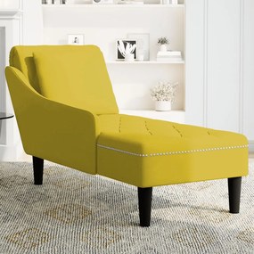 Chaise lounge c/almofada/apoio de braços direito veludo amarelo