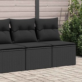 4 pcs conjunto sofás jardim c/ almofadões vime PE/acácia preto