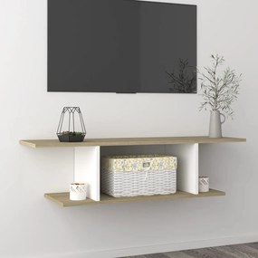vidaXL Móvel de TV para parede 103x30x26,5 cm branco e carvalho sonoma