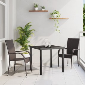 vidaXL Conjunto de Jantar de Jardim com 3 Peças em Poli Rattan Marrom