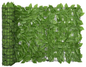 vidaXL Tela de varanda com folhas verdes 300x75 cm