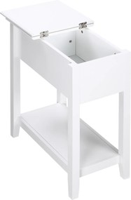 HOMCOM Mesa Apoio Tampa Abatível Prateleira Armazenamento Orifício Cabos Oculto Funcional Design Moderno 60,5x32,5x70cm Branco | Aosom Portugal