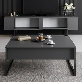 Conjunto de Mobiliário de Sala Luxe Set – Preto Antracite – TV Stand: