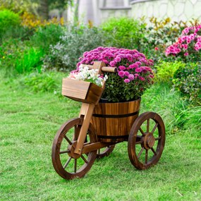 Suporte para plantas em forma de triciclo - prateleira para vasos de flores - Floreira 52 x 31 x 45 cm - Madeira de abeto