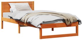 Estrutura de Cama Marrom Encerado Madeira Sólida Individual