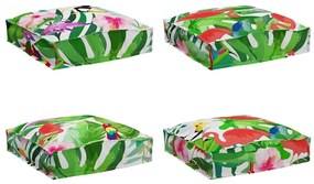 Almofadas de Palete para Assento 4 pçs Jungle Tropical 40x40x8 cm Teci