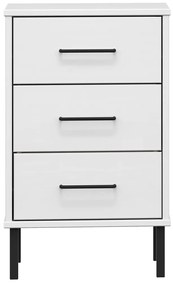 Mesa cabeceira c/ pernas de metal OSLO pinho maciço branco