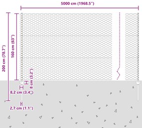 Postes de Cerca vidaXL 22 pcs U-Channel Cinza 160 cm Aço, Cerca Hexago