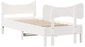 Cama sem colchão 90x200 cm madeira de pinho maciça branco
