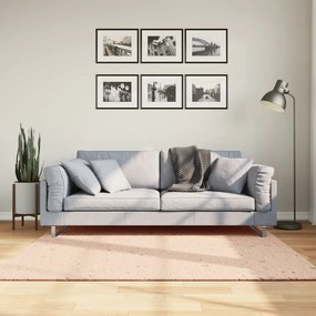 vidaXL Tapete pelo curto macio e lavável HUARTE 160x160 cm rosa-pálido