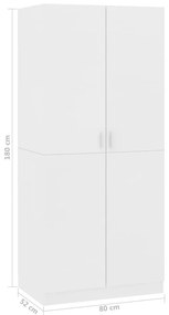 Roupeiro 80x52x180 cm derivados de madeira branco