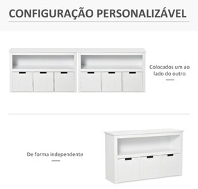 Aparador de Sala de Estar Armário Auxiliar de Armazenamento Moderno com Prateleira Aberta e 3 Gavetas para Dormitório Sala de Estar 102x33x61,5cm Bran