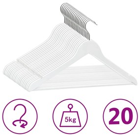 20 pcs conjunto de cabides antiderrapantes madeira branco