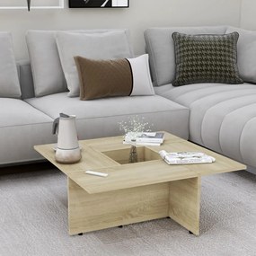 vidaXL Mesa de centro 79,5x79,5x30 cm contraplacado carvalho sonoma