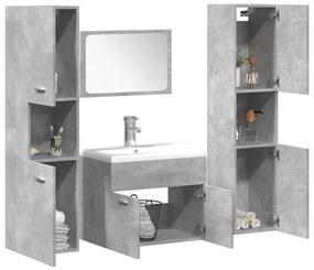 vidaXL 4 pcs conj. móveis casa banho derivados madeira cinza cimento