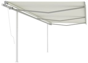 Toldo retrátil automático com postes 6x3 m cor creme