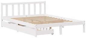 Cama sem colchão 160x200 cm madeira de pinho maciça branco