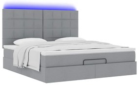 Estrutura cama otomana colchão 160x200 cm tecido cinzento claro