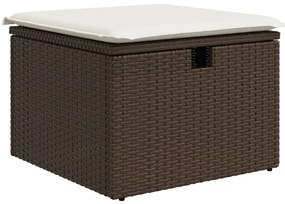 7 pcs conjunto de sofás jardim c/ almofadões vime PE castanho