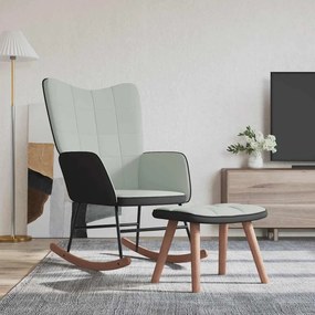 vidaXL Cadeira de baloiço com banco PVC e veludo cinzento-claro