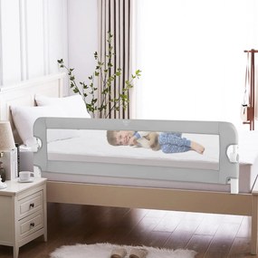 Barra proteção cama bebés Grade lateral dobrável de algodão com manga de tecido removível e lavável 150 x 40,5 x 42 cm Cinzento